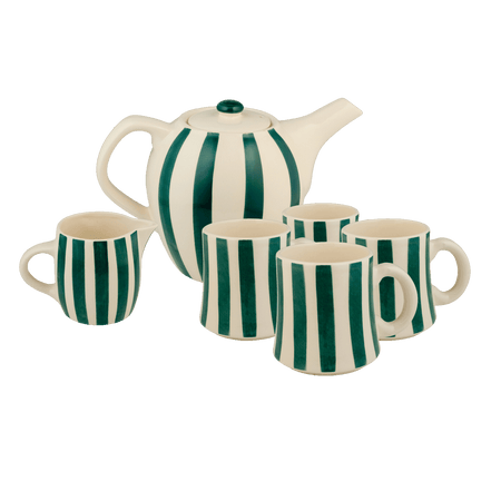 Green Stripes Tea Set (6 Piece)