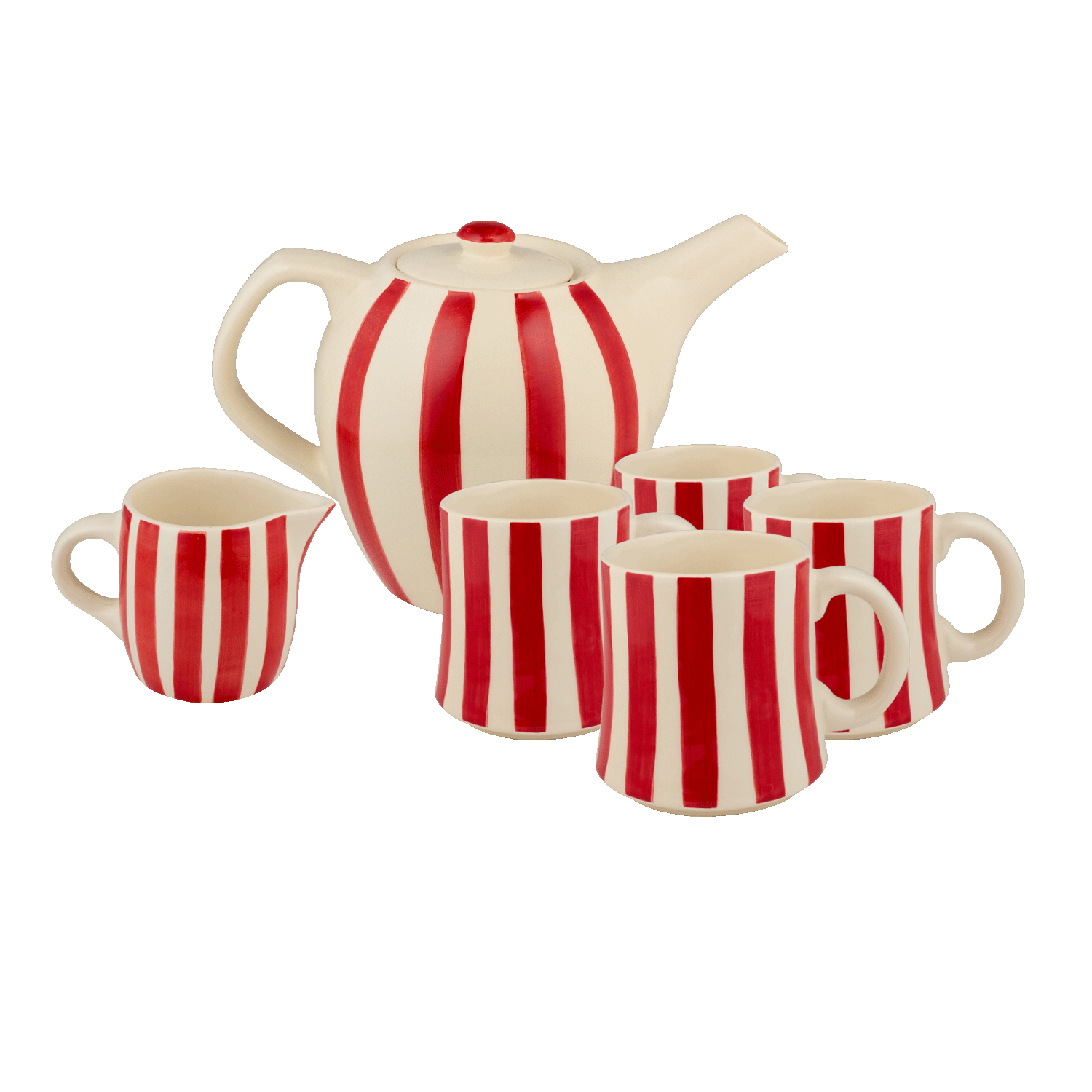 Red Stripes Tea Set (6 Piece)