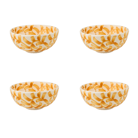 Small Yellow Scroll Bowls (Set of 4)
