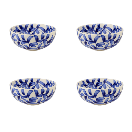 Small Navy Blue Scroll Bowls (Set of 4)