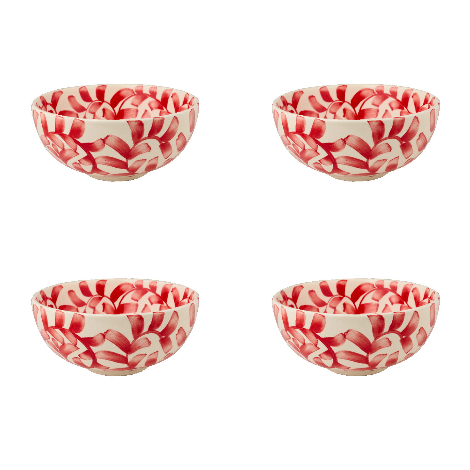 Small Red Scroll Bowls (Set of 4)
