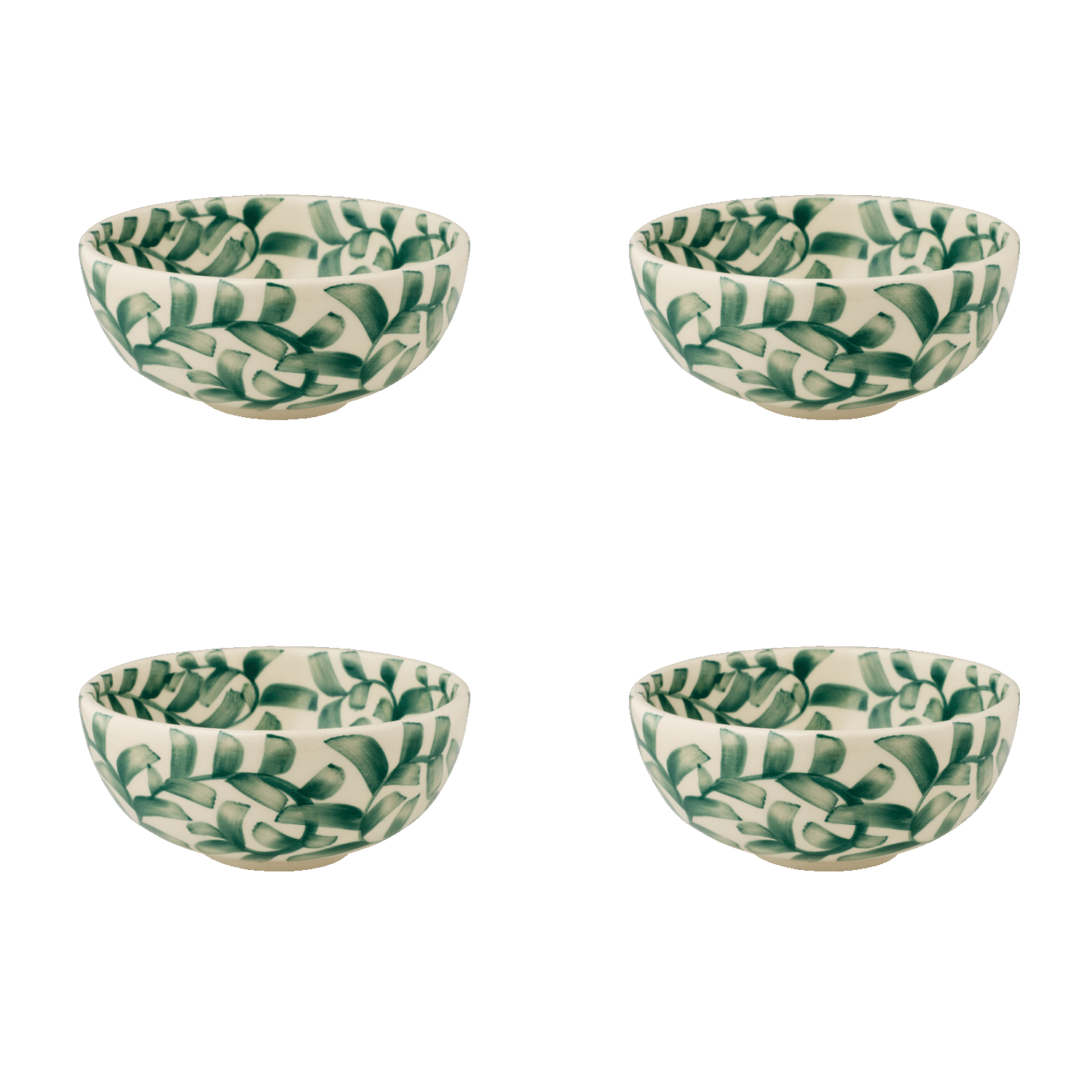 Small Green Scroll Bowls (Set of 4)