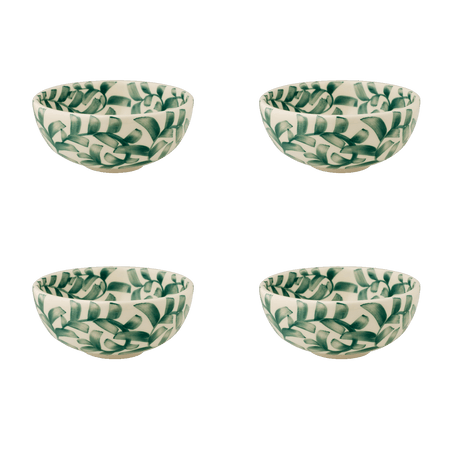 Small Green Scroll Bowls (Set of 4)