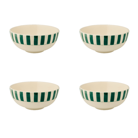 Small Green Stripes Bowls (Set of 4)