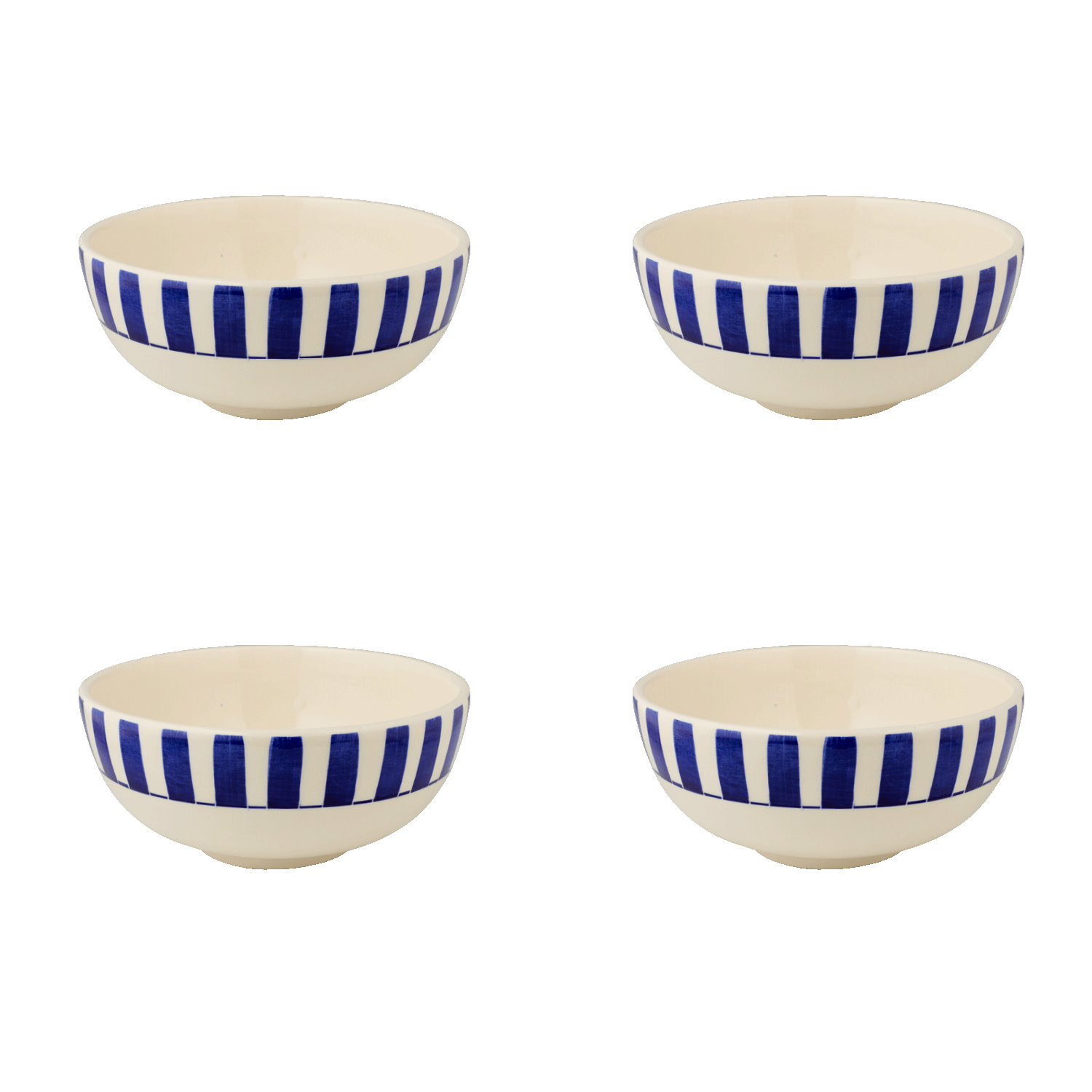 Small Navy Blue Stripes Bowls (Set of 4)