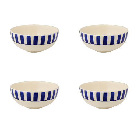 Small Navy Blue Stripes Bowls (Set of 4)