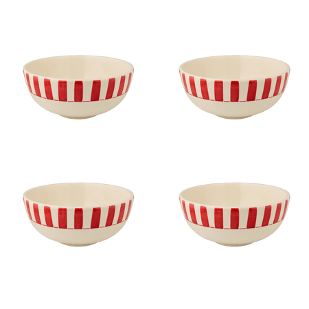 Small Red Stripes Bowls (Set of 4)