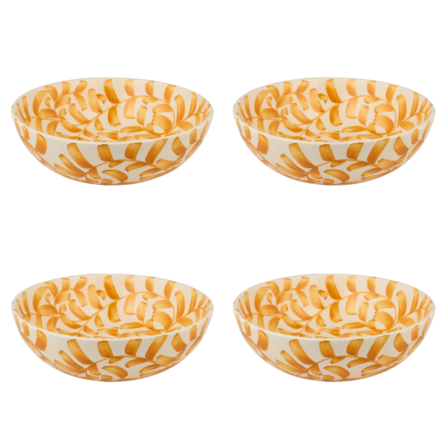 Medium Yellow Scroll Bowls (Set of 4)