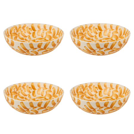 Medium Yellow Scroll Bowls (Set of 4)
