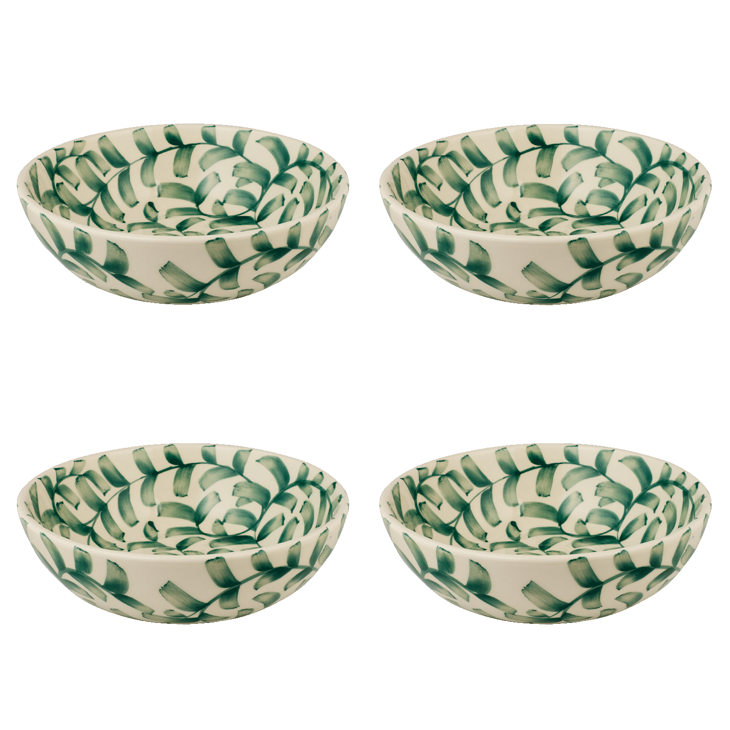 Medium Green Scroll Bowls (Set of 4)