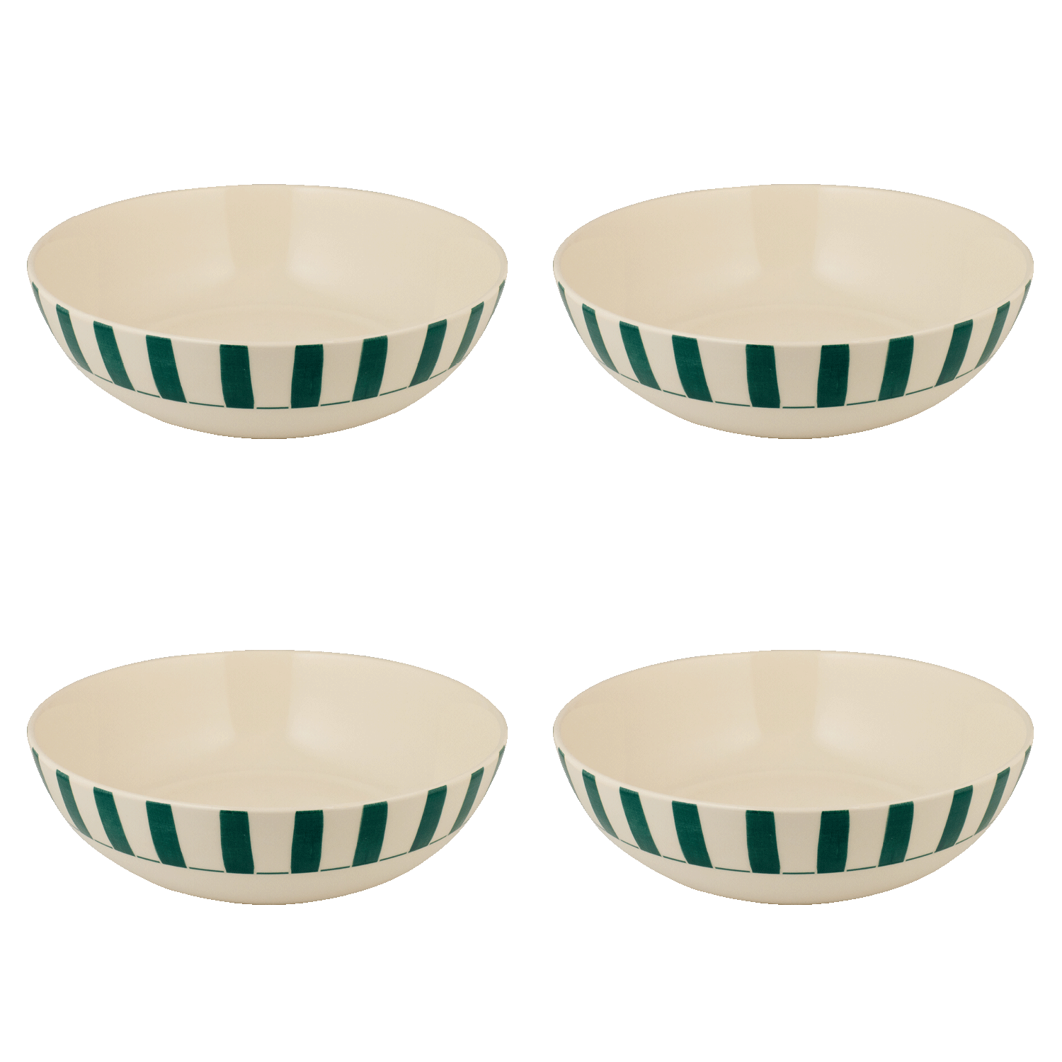 Medium Green Stripes Bowls (Set of 4)