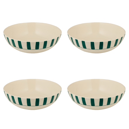 Medium Green Stripes Bowls (Set of 4)
