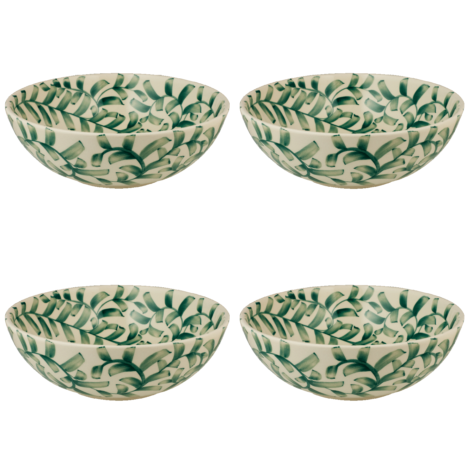 Large Green Scroll Bowls (Set of 4)