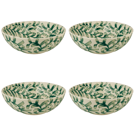 Large Green Scroll Bowls (Set of 4)