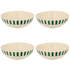 Large Green Stripes Bowls (Set of 4)