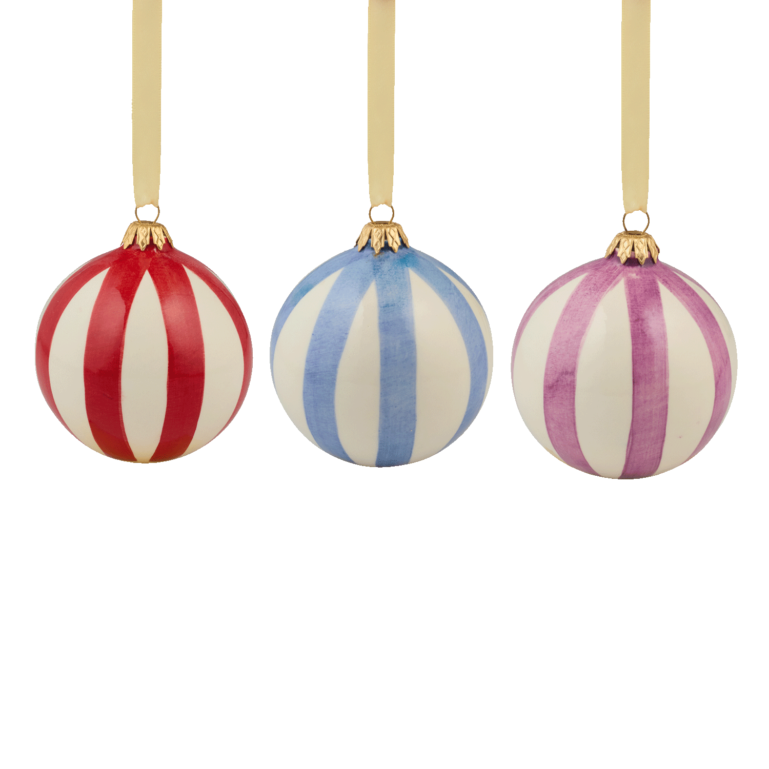 Mixed Stripes Christmas Bauble (Set of 3)