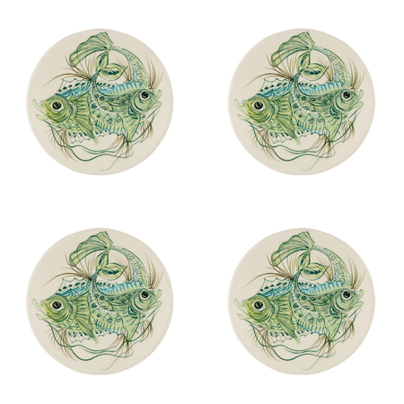 Green Aldo Fish Side Plates (Set of 4)