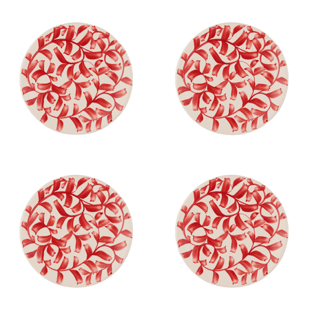 Red Scroll Side Plates (Set of 4)