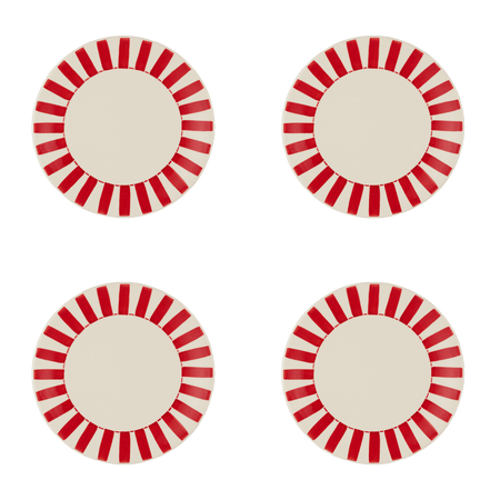Red Stripes Side Plates (Set of 4)