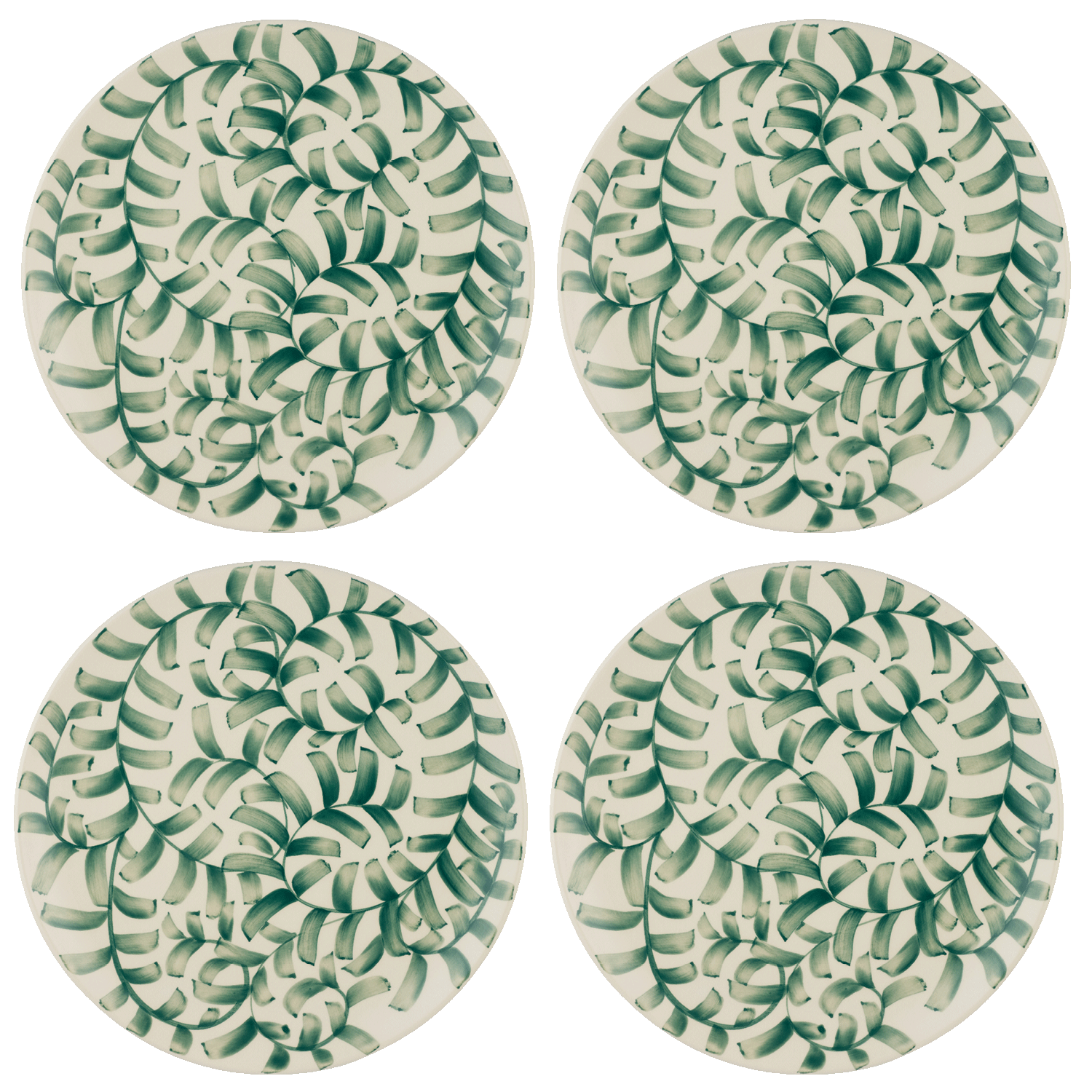 Green Scroll Charger Plates (Set of 4)