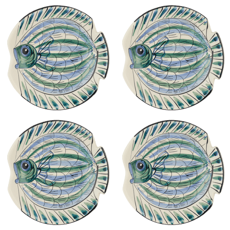 Blue Romina Fish Pasta Bowls (Set of 4)