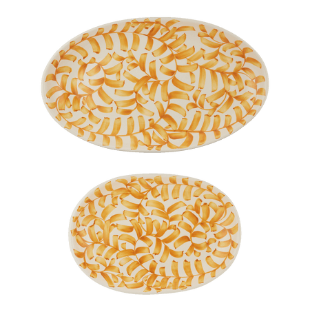 Yellow Scroll Serving Platters (Set of 2)