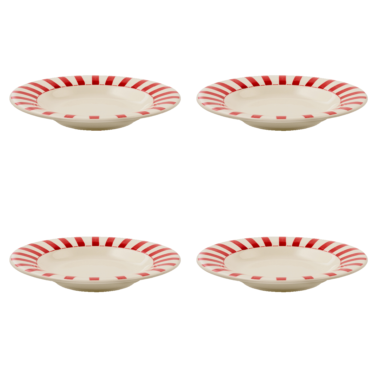 Red Stripes Pasta Plates (Set of 4)