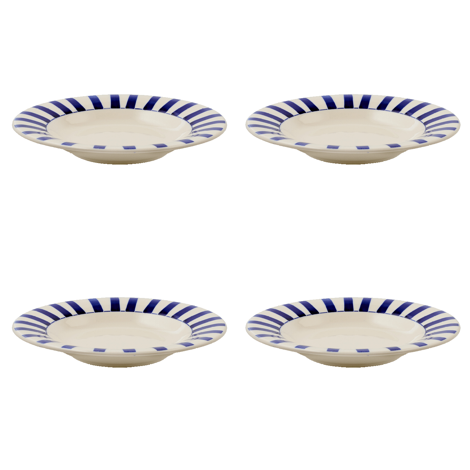 Navy Blue Stripes Pasta Plates (Set of 4)
