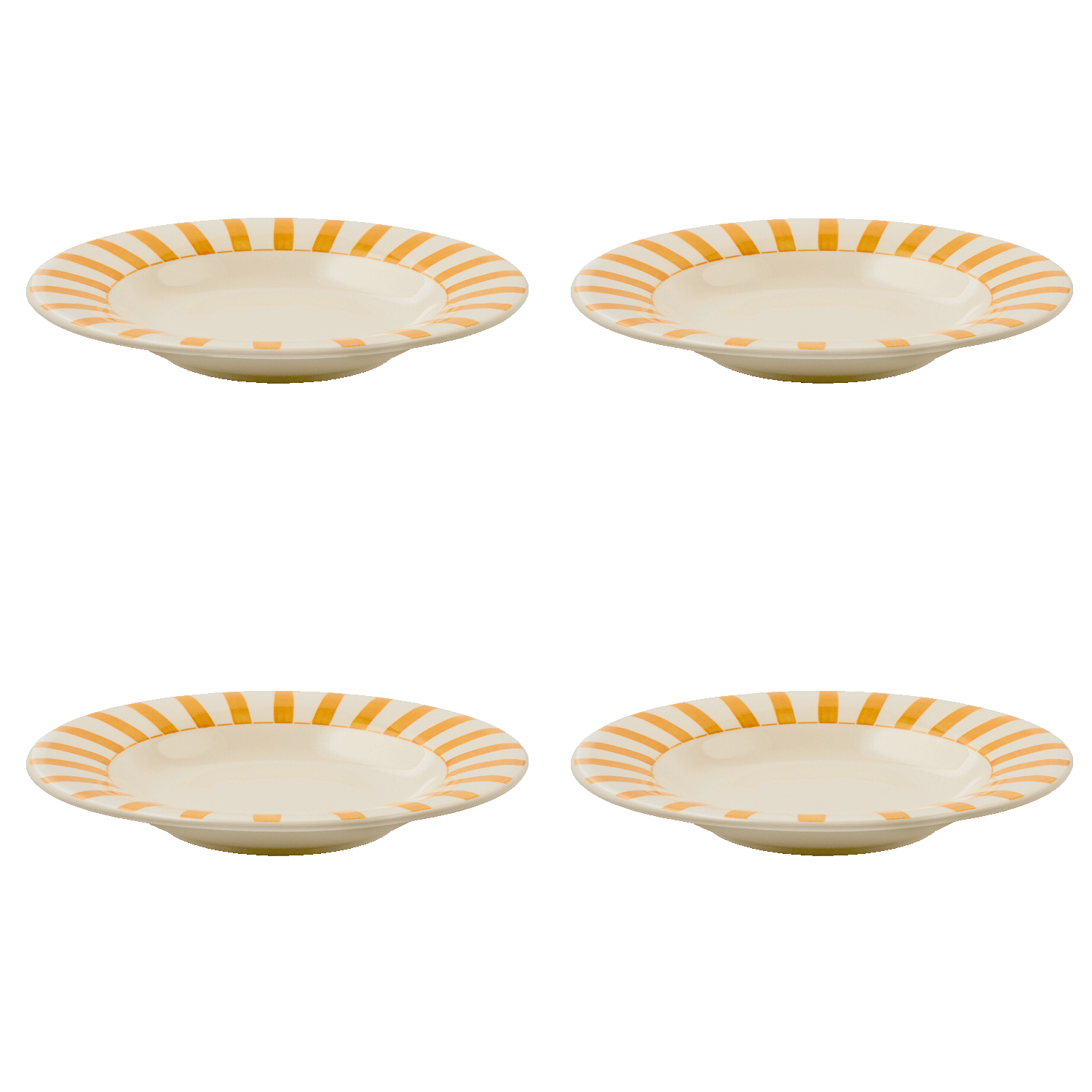 Yellow Stripes Pasta Plates (Set of 4)
