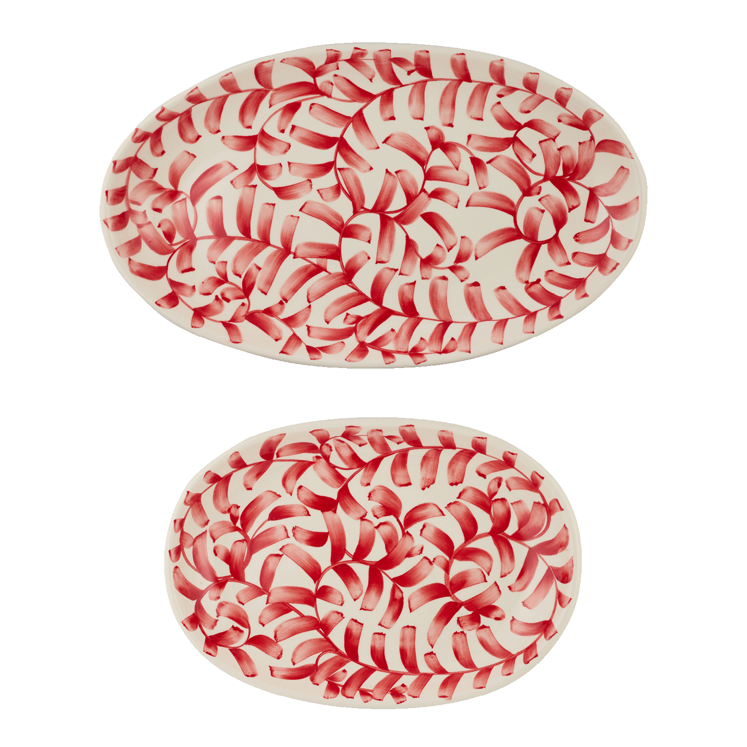 Red Scroll Serving Platters (Set of 2)