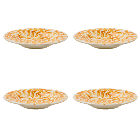 Yellow Scroll Pasta Plates (Set of 4)