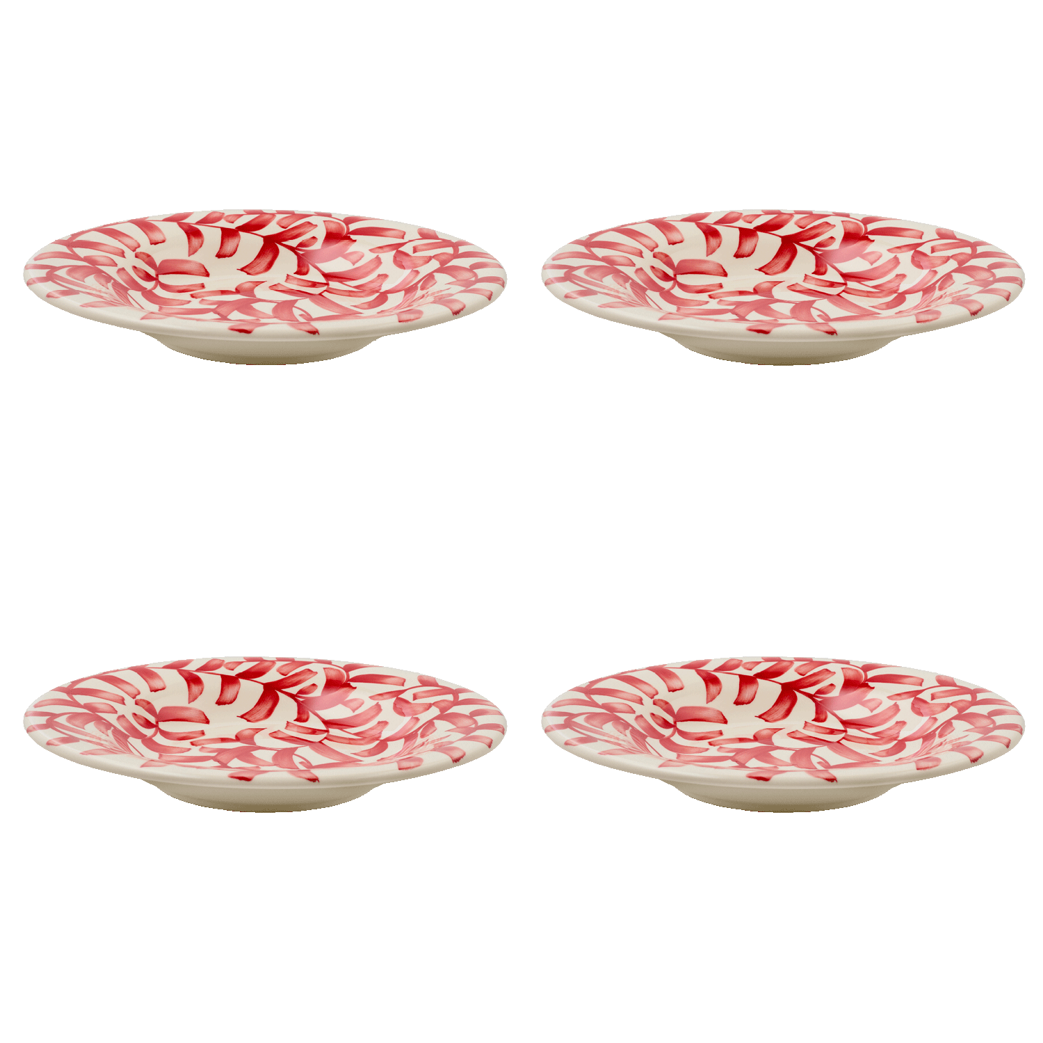 Red Scroll Pasta Plates (Set of 4)