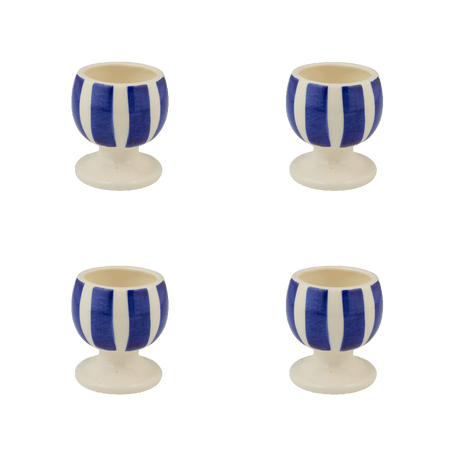 Navy Blue Stripes Egg Cups (Set of 4)