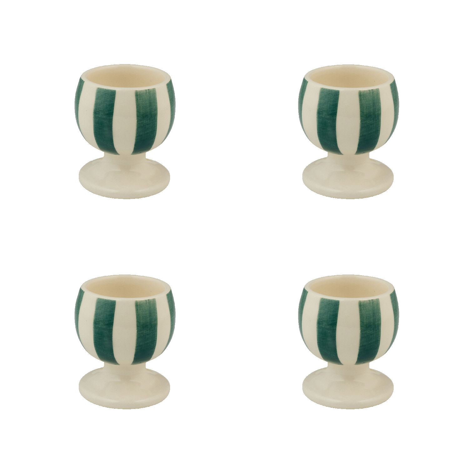 Green Stripes Egg Cups (Set of 4)