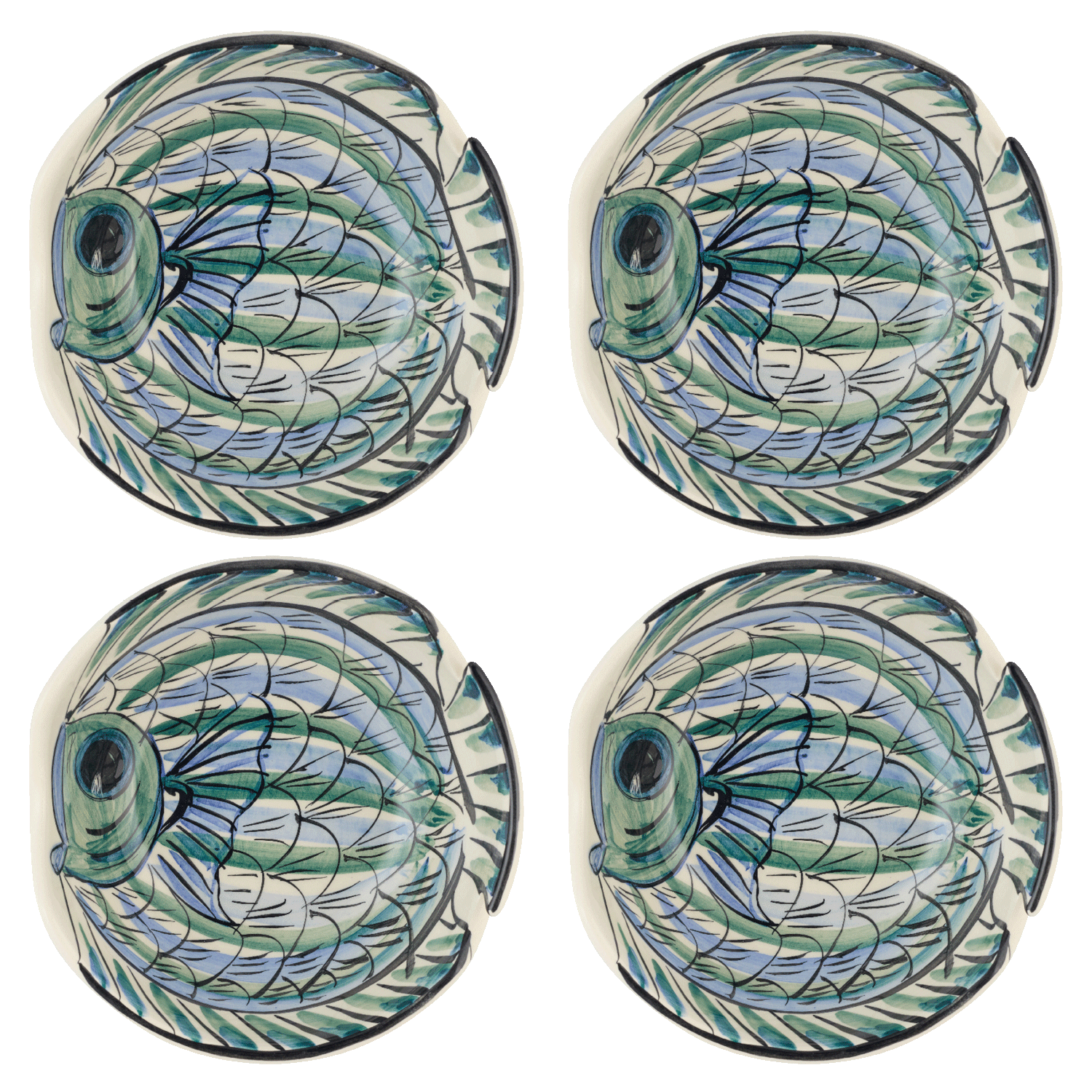 Large Blue Romina Fish Bowls (Set of 4)