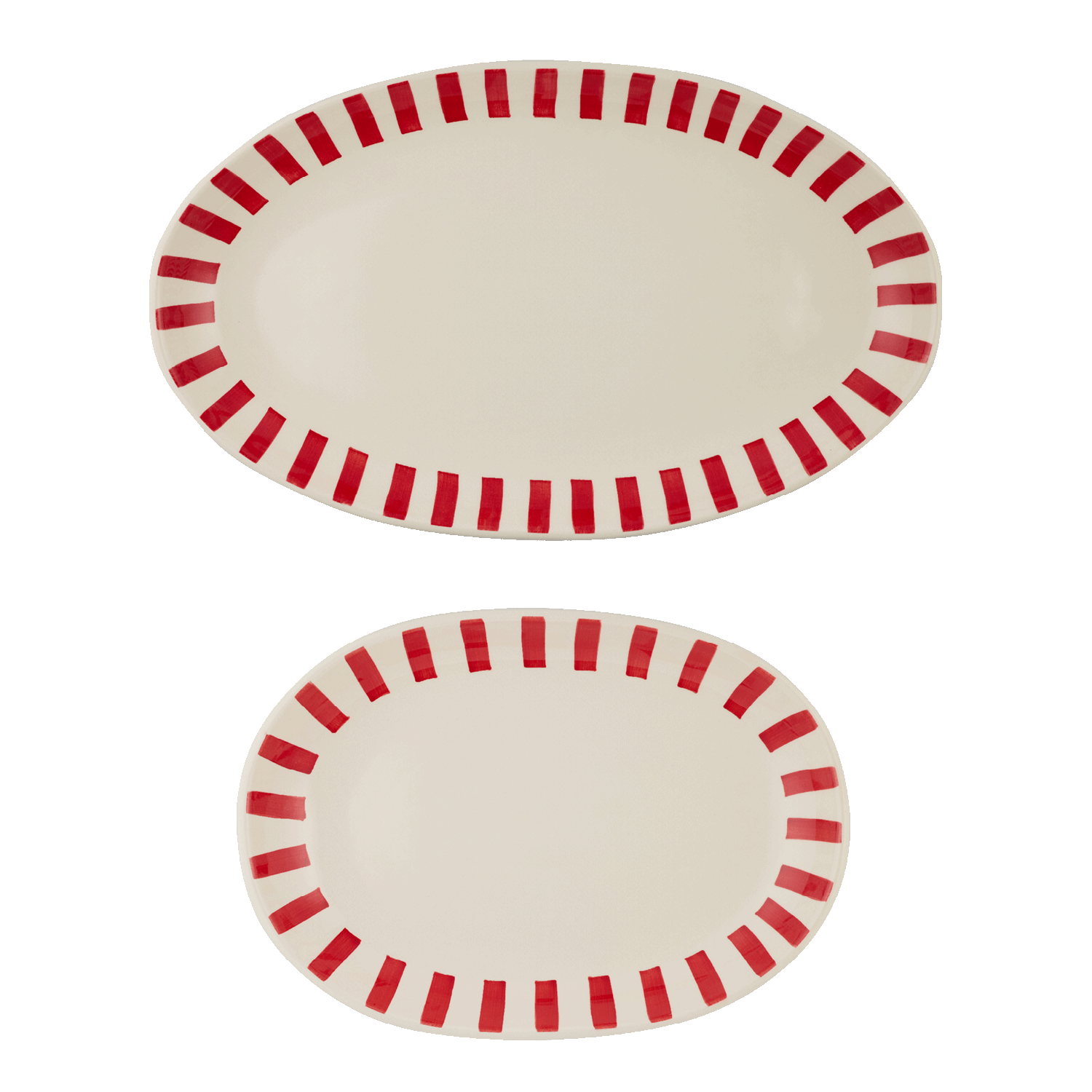 Red Stripes Serving Platters (Set of 2)