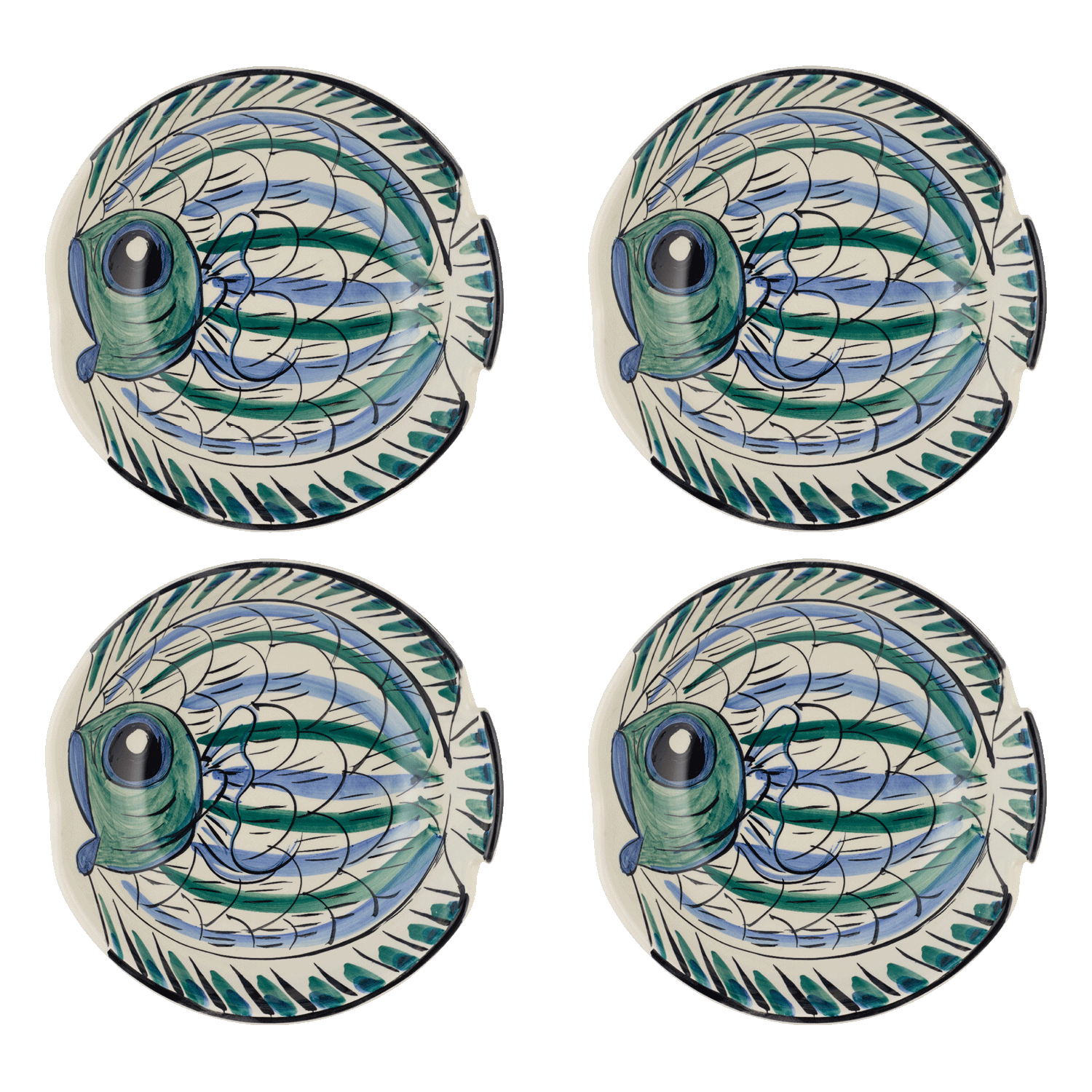 Medium Blue Romina Fish Bowls (Set of 4)