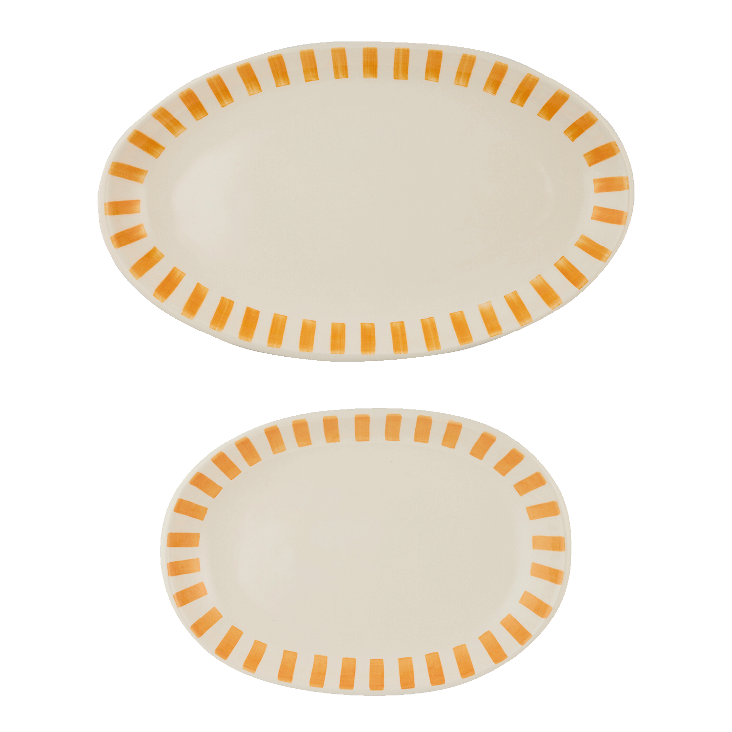 Yellow Stripes Serving Platters (Set of 2)