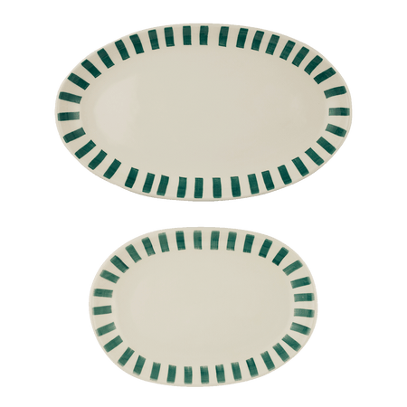 Green Stripes Serving Platters (Set of 2)