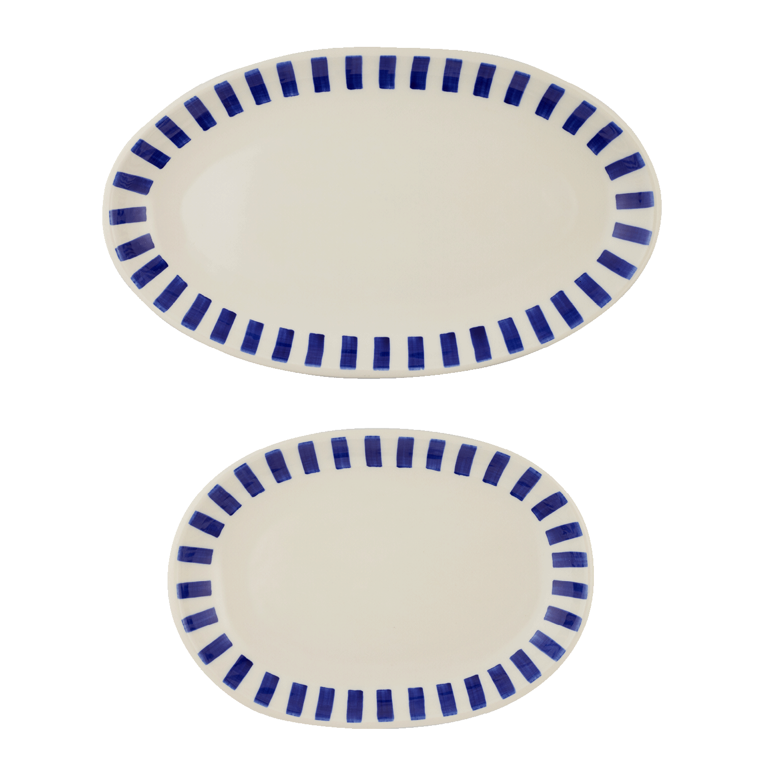Navy Blue Stripes Serving Platters (Set of 2)