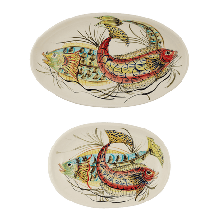 Red Aldo Fish Serving Platters (Set of 2)