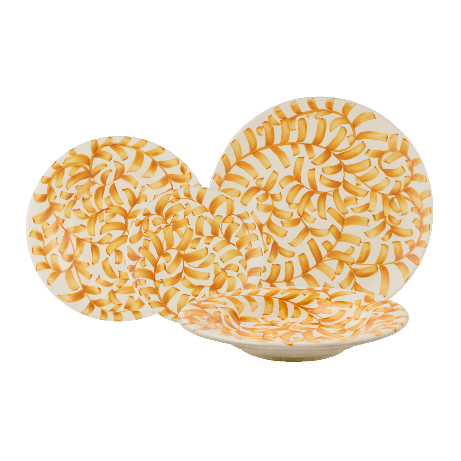 Yellow Scroll Dinner Set (16 Piece)
