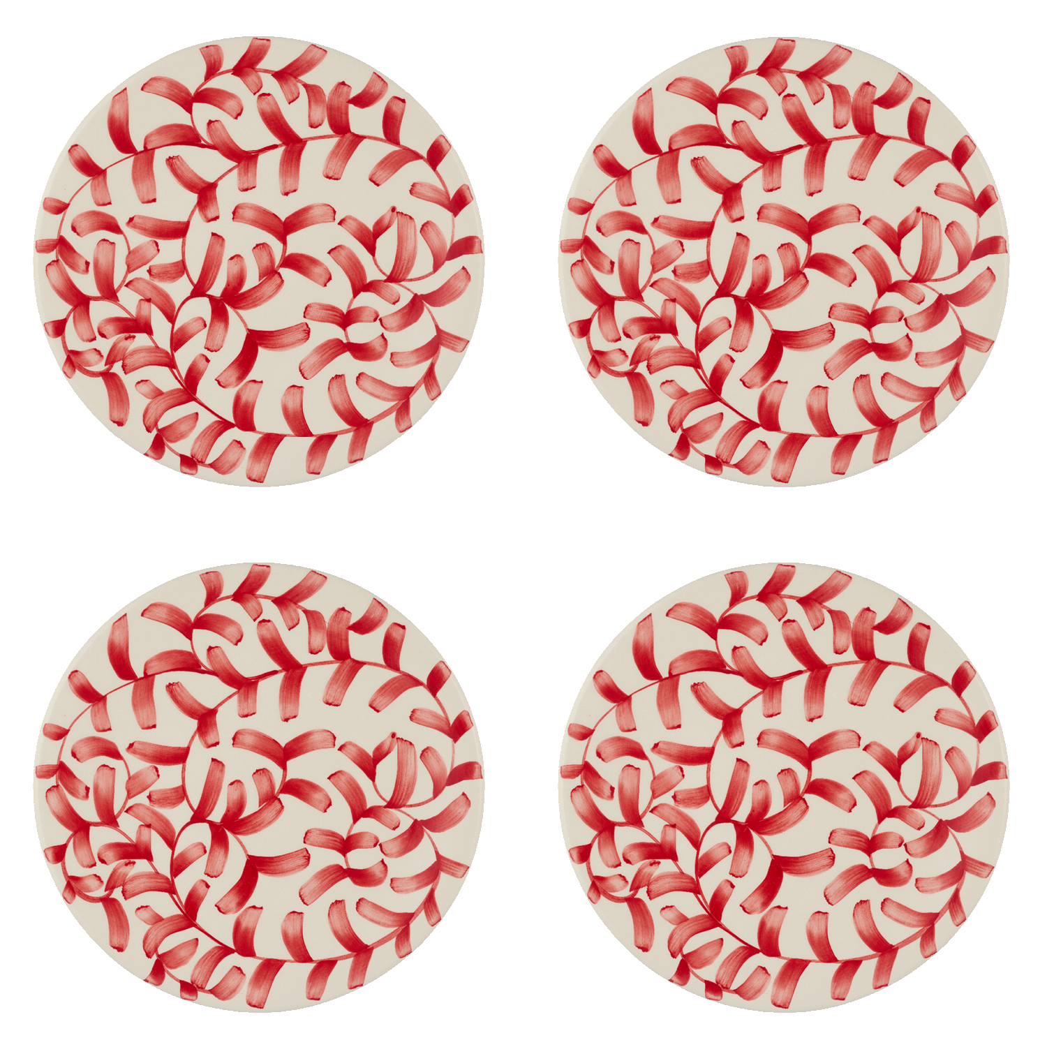 Red Scroll Dinner Plates (Set of 4)
