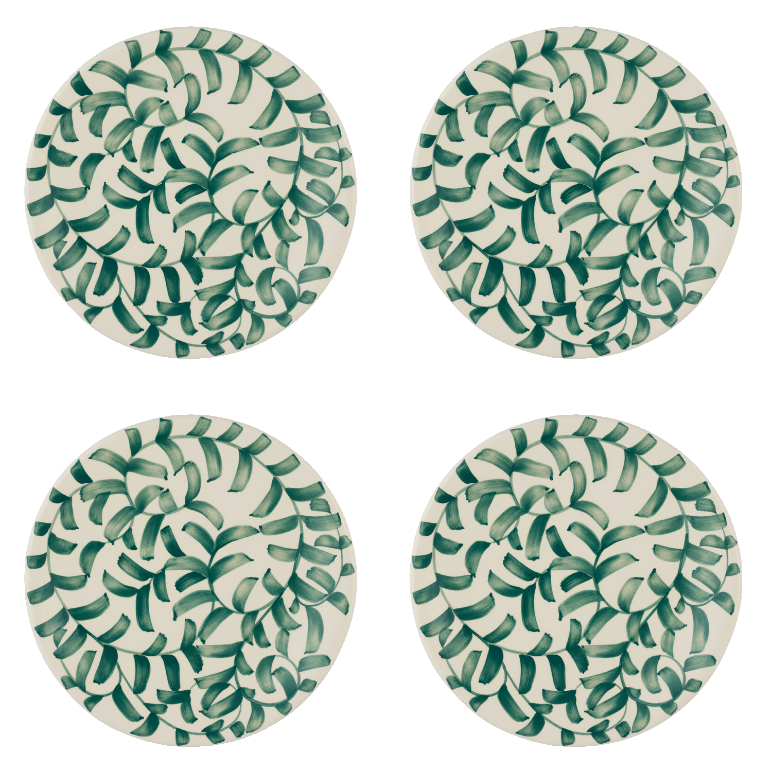 Green Scroll Dinner Plates (Set of 4)