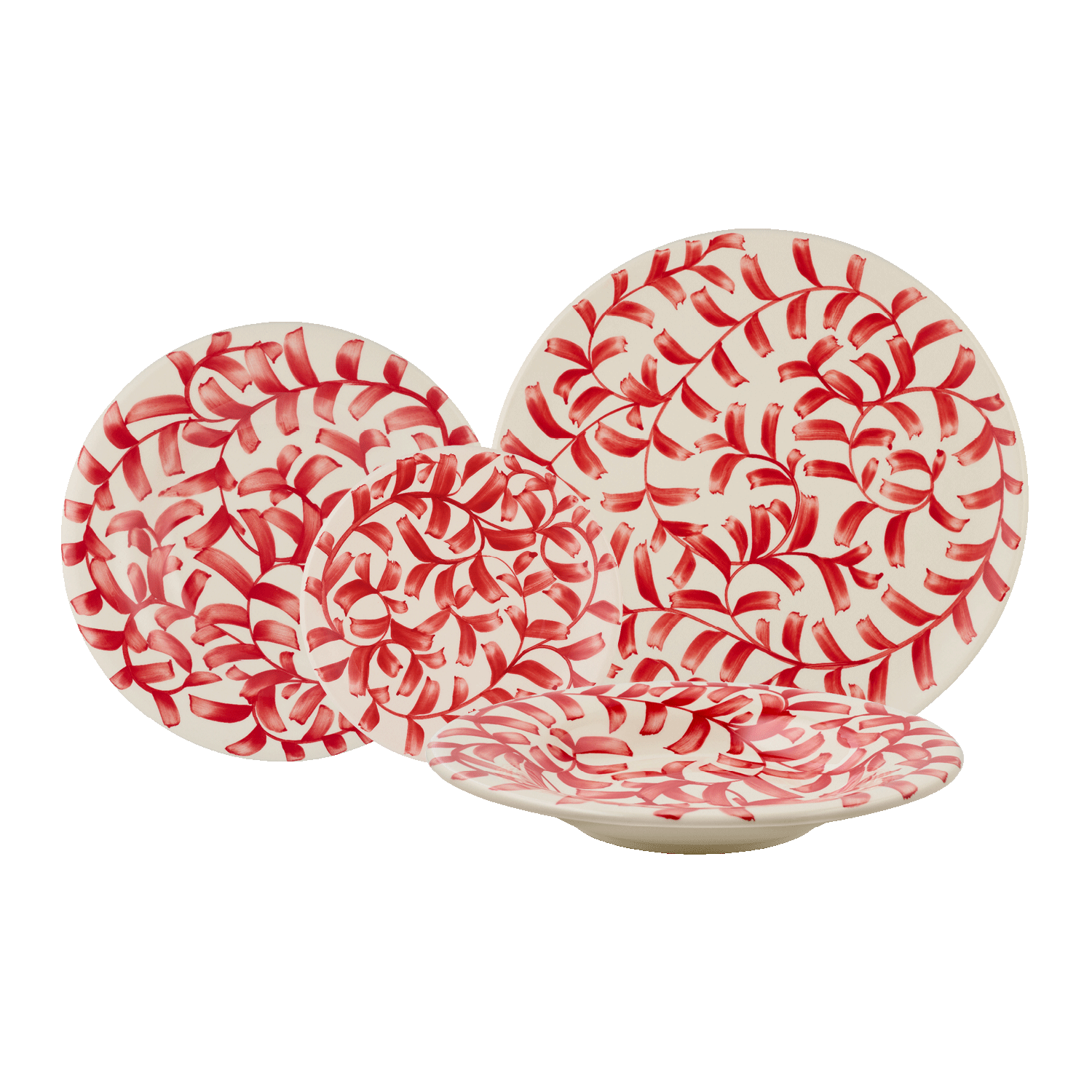 Red Scroll Dinner Set (16 Piece)