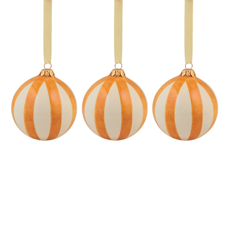 Yellow Stripes Christmas Baubles (Set of 3)