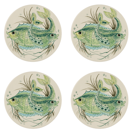 Green Aldo Fish Dinner Plates (Set of 4)