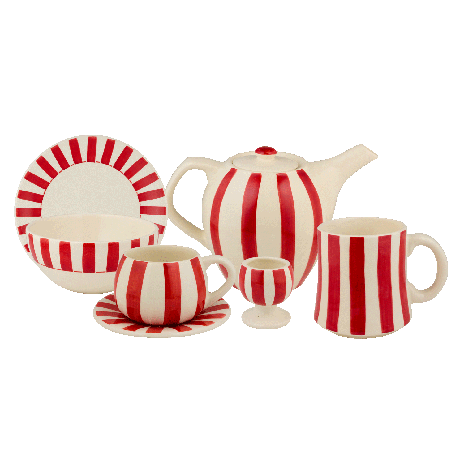 Red Stripes Breakfast Set (25 Piece)
