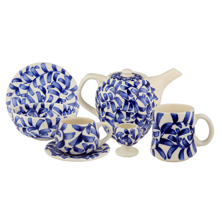 Navy Blue Scroll Breakfast Set (25 Piece)