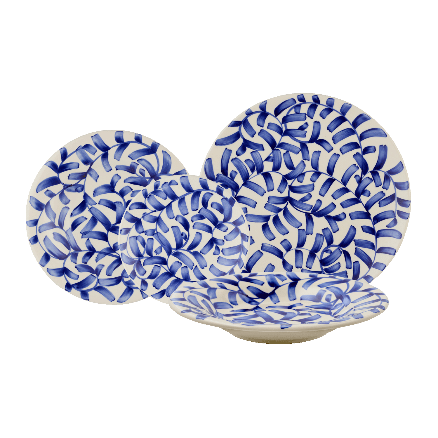 Navy Blue Scroll Dinner Set (16 Piece)